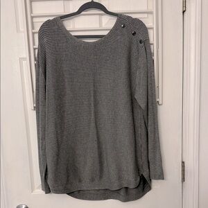 Jones New York Gray Ribbed Knit Top